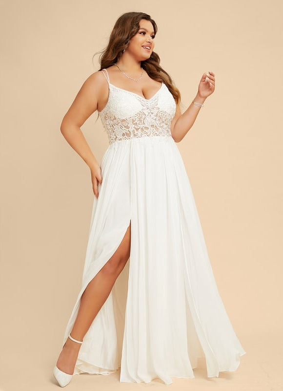 Robe Trapèze Blanche Dentelle Et Perles - gallery 8