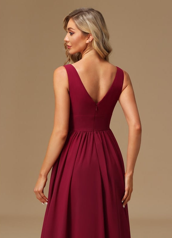Robe Trapèze Longue Beige Élégante - gallery 4