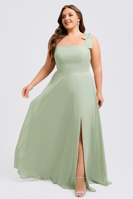 Robe Trapèze Élégante Vert Clair - gallery 5